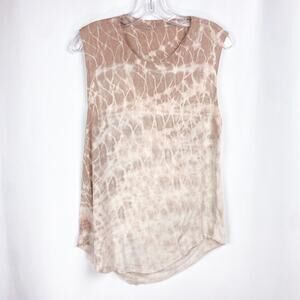 Raquel Allegra Muscle Tee Size 10 Mauve Pink‎ Tie Dye Shredded Gauze Boho Beach